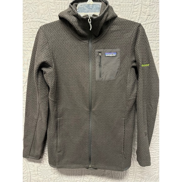Patagonia Men's Gray Textured Full Zip Fleece Hoodie Jacket Size S Bamboo